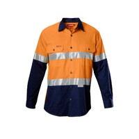 Hard Yakka Koolgear Hi-Visibility Two Tone Cotton Twill Ventilated Shirt With Tape Long Sleeve