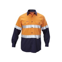 Hard Yakka Foundations Hi-Visibility Two Tone Cotton Drill Long Sleeve Shirt With Tape