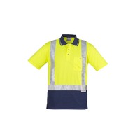 Syzmik Mens Hi Vis Spliced Polo Long Sleeve Shoulder Taped